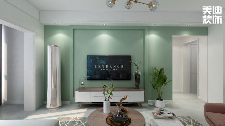 江山帝景95㎡北歐風(fēng)格案例效果圖—客廳