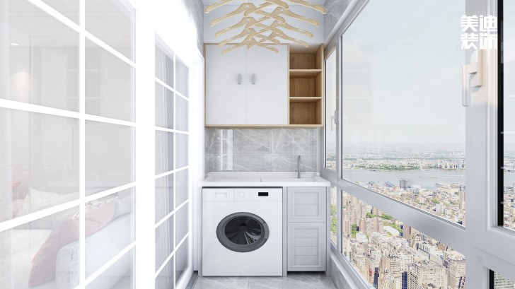 平吉上苑82㎡北歐風格裝修案例效果圖—陽臺