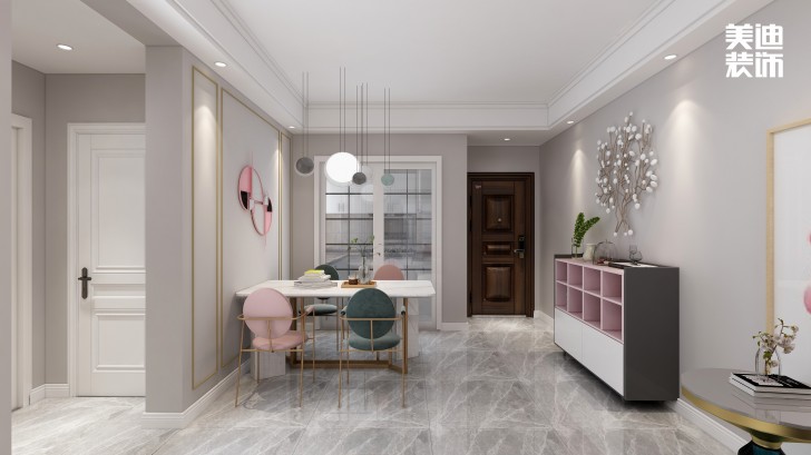 平吉上苑82㎡北歐風格裝修案例效果圖—餐廳