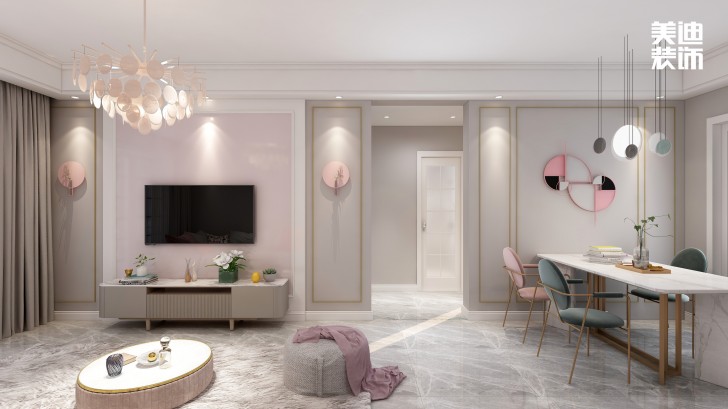 平吉上苑82㎡北歐風格裝修案例效果圖—客廳