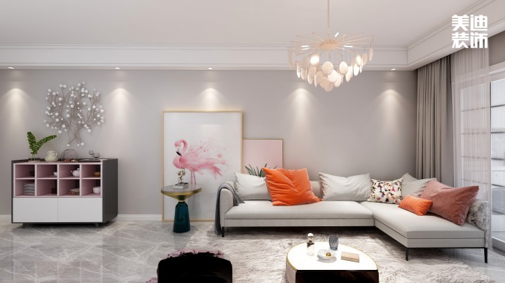 平吉上苑82㎡北歐風格裝修案例效果圖—客廳