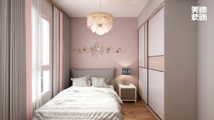 平吉上苑82㎡北歐風格裝修案例效果圖—臥室