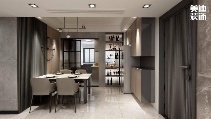 金鷹小區130㎡極簡風裝修案例效果圖-餐廳