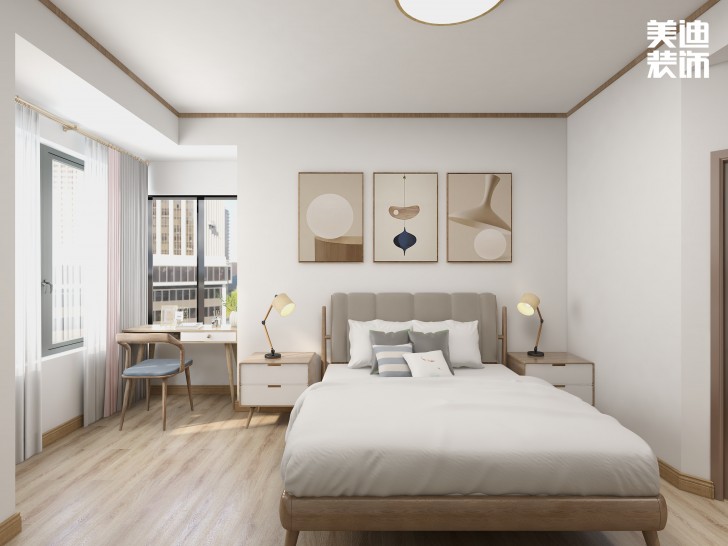 保利花園120㎡日式風裝修案例效果圖-臥室