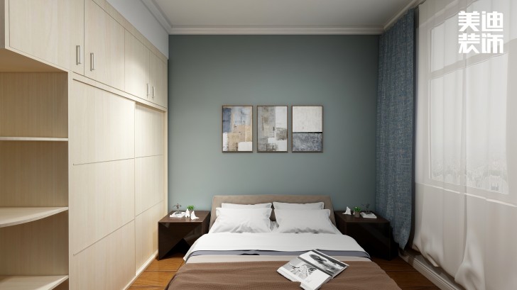 疊彩蘭亭90㎡現(xiàn)代簡約風(fēng)裝修案例效果圖-臥室