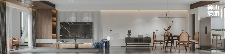 龍湖龍湖璟宸126㎡現(xiàn)代極簡(jiǎn)風(fēng)裝修案例效果圖-餐廳