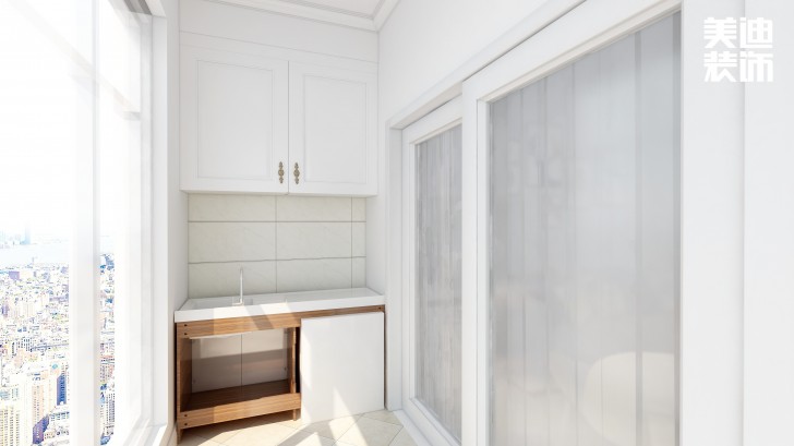 疊彩蘭亭90㎡現(xiàn)代簡約風(fēng)裝修案例效果圖-陽臺