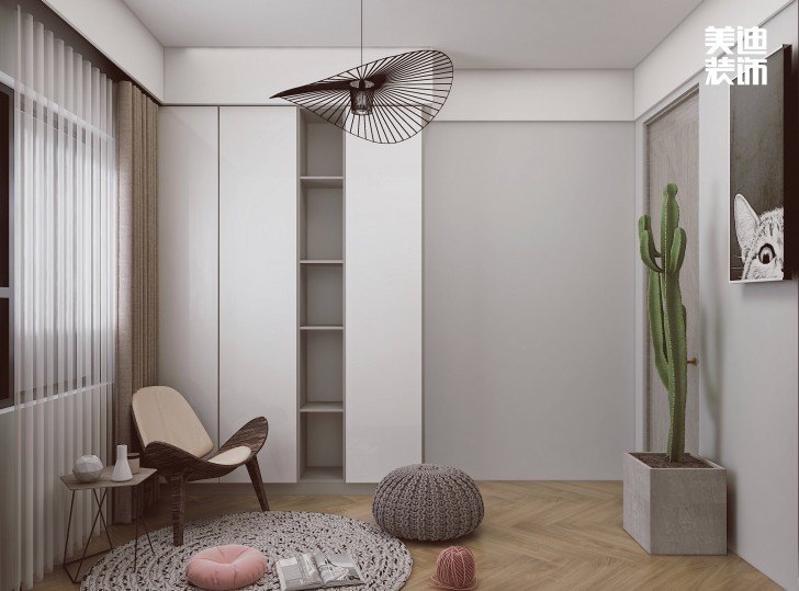 龍湖龍湖璟宸126㎡現(xiàn)代極簡(jiǎn)風(fēng)裝修案例效果圖-書房