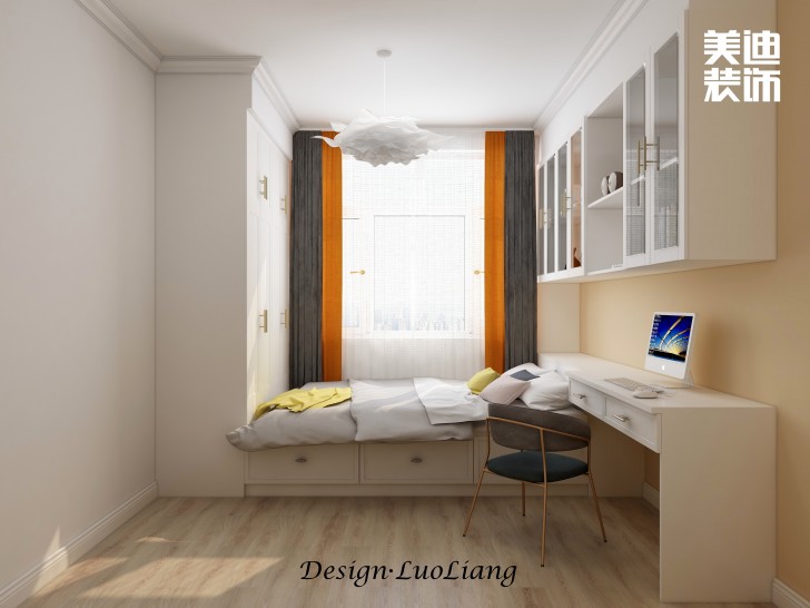 長(zhǎng)房半島藍(lán)灣100㎡法式輕奢風(fēng)裝修案例效果圖-臥室