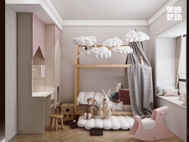 龍湖龍湖璟宸126㎡現(xiàn)代極簡(jiǎn)風(fēng)裝修案例效果圖-兒童房