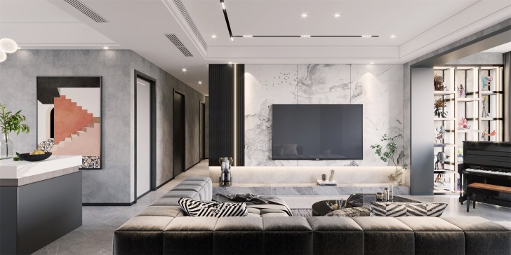 長沙裝修公司美迪裝飾-明昇壹城140平米現(xiàn)代風(fēng)格造價(jià)30萬	