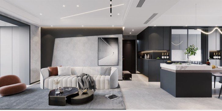 長沙裝修公司美迪裝飾-明昇壹城140平米現(xiàn)代風(fēng)格造價(jià)30萬	