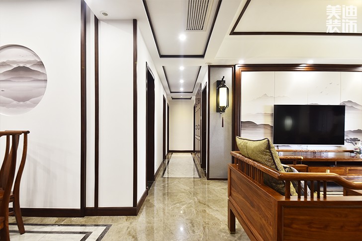 八方小區160平米新中式風實景圖--過道